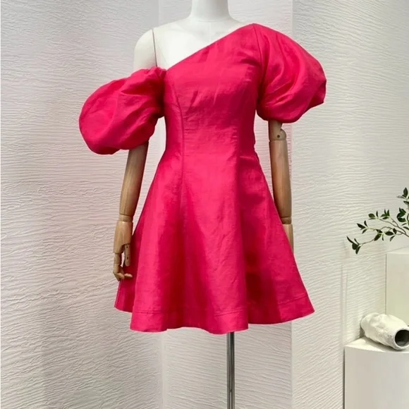 Aje Pink Asymmetrical One Shoulder Cocktail Dress - Picture 10 of 10